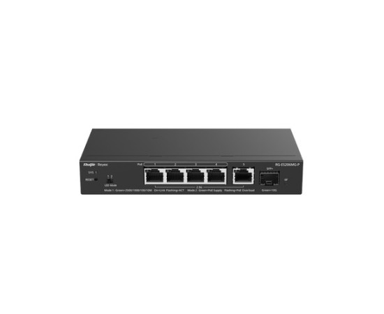 Reyee {RG-ES206MG-P}, 5-Port 2.5G Cloud Managed PoE Switch, 1 x 10G Uplink