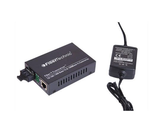 FiberTechnic {FCM-3100-S20} Media Converter, Singlemode 1310nm, 20km, 1x SC Duplex, 1x RJ45FiberTechnic Gigabit Media Converter