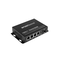 FiberTechnic {1004GEP-SFP-POE} SFP Media Converter, 4x 1G RJ45, 1x SFP, Supports 802.3af/at