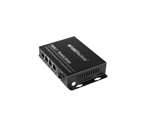 FiberTechnic {1004GEP-SFP-POE} SFP Media Converter, 4x 1G RJ45, 1x SFP, Supports 802.3af/at