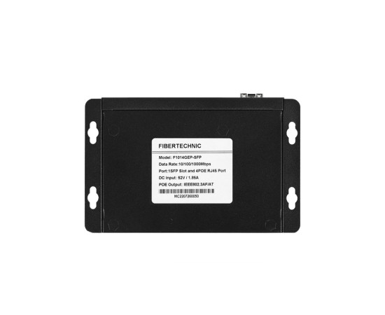 FiberTechnic {1004GEP-SFP-POE} SFP Media Converter, 4x 1G RJ45, 1x SFP, Supports 802.3af/at